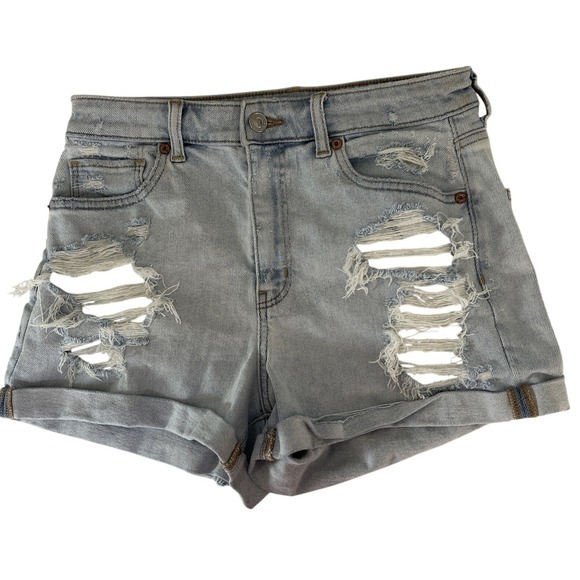 American Eagle Outfitters Pants - American Eagle Stretch Mom Shorts Women's Size 8 Light Wash Distressed Denim...